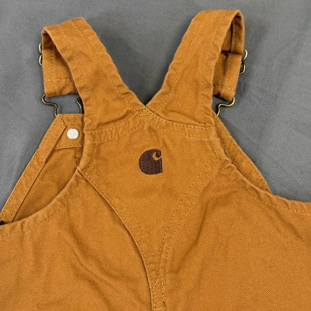 Carhartt Kids Brown Duck Canvas Bib Overalls OX8609-B 6M Baby Workwear